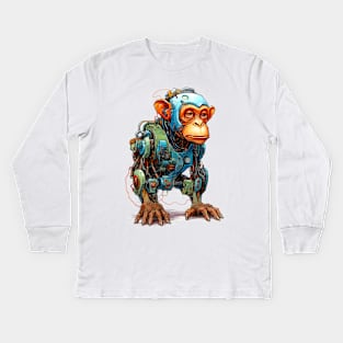 Cartoon monkey robots. T-Shirt, Sticker. Kids Long Sleeve T-Shirt